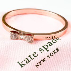 Kate Spade Ready Set Bow Pave Sparkly Bow Rose Gold Bangle Bracelet